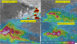 Moderate to heavy - and very heavy - rainfall predicted for Bada-Dashain